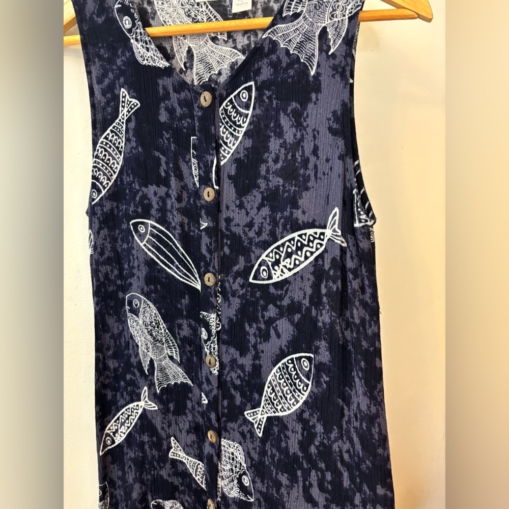 Kaktus Batik Sardine Girl Fish Print Midi Dress - Picture 5 of 6